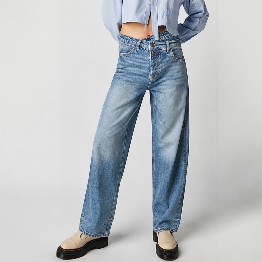 FREE PEOPLE x WE THE FREE Crossroads Mid Rise Slim Straight Barrel Jean
